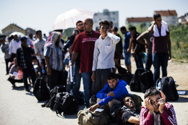 Immigrants wait to enter Macedonia