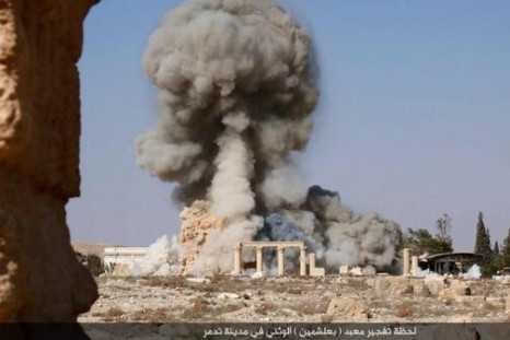 Pictures show the destruction of the TempleofBaalshamin,Palmyra