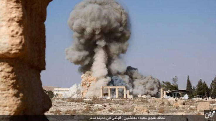 Pictures show the destruction of the TempleofBaalshamin,Palmyra