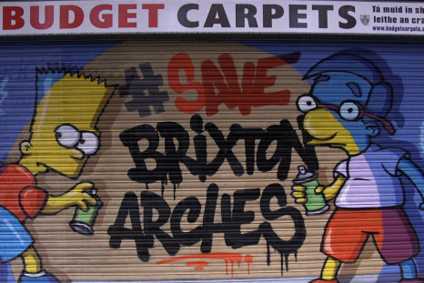Save Brixton Arches Campaign painted shutters