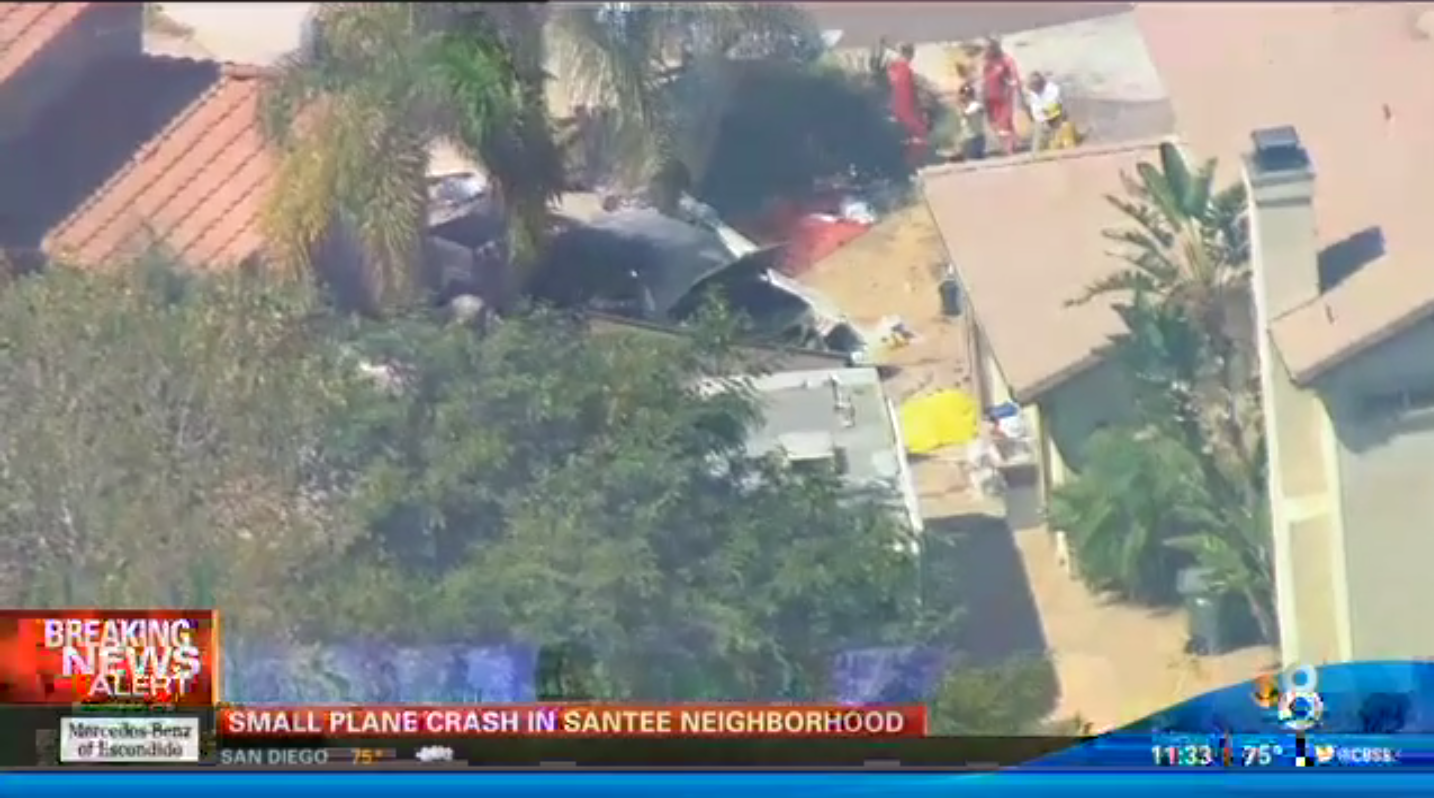 California: 2 Dead After Small Plane Crashes Into San Diego Driveway