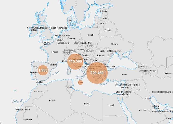 Refugee sea arrivals to Southern Europe