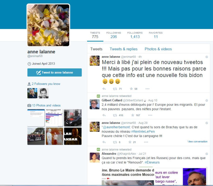 Marine Le Pen alleged fake Twitter account