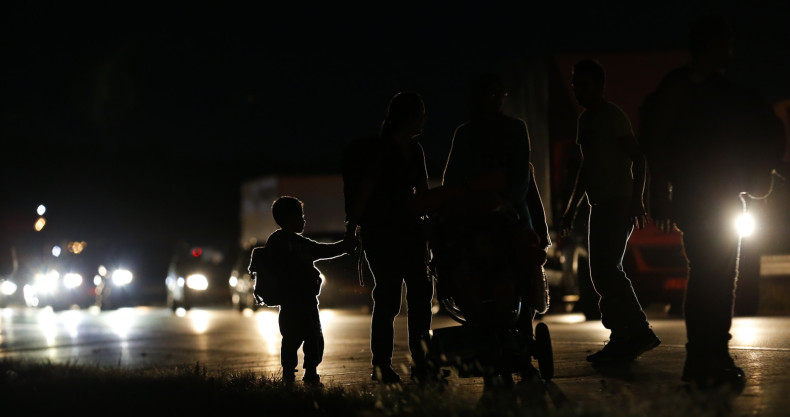 Migrants Hungarian motorway