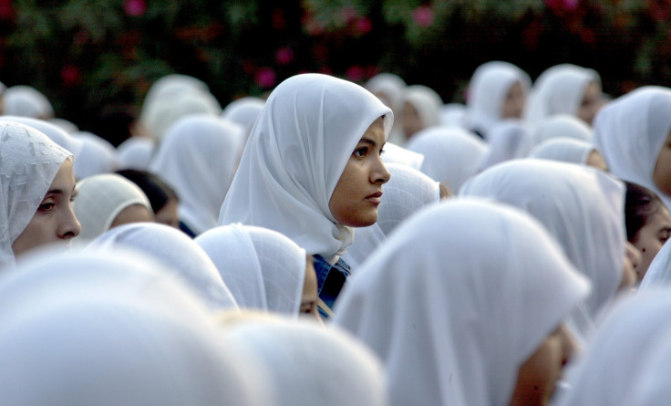 Schoolgirls wearing hijabs