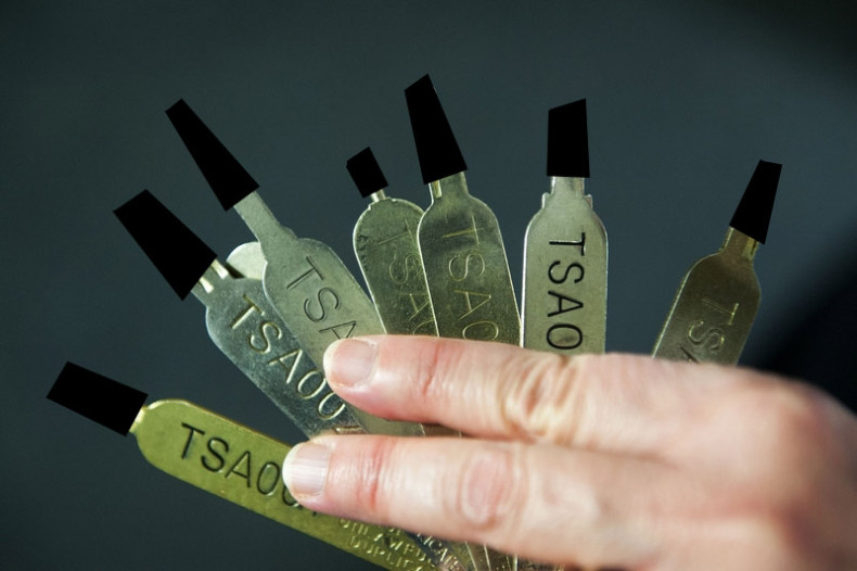 A redacted image of the TSA keys