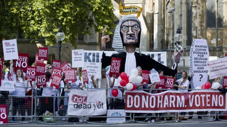 Protesters opposed to the right to diebill