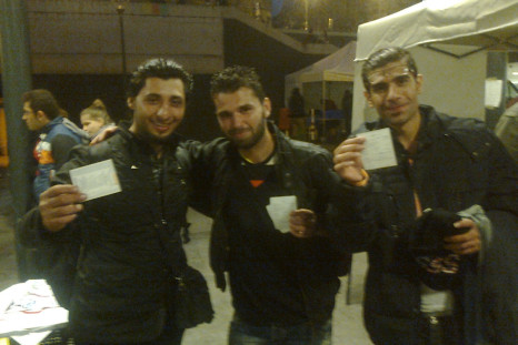 Refugees in Hungary with train tickets