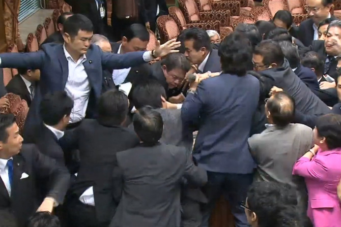fight Japan parliament