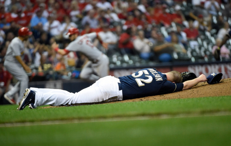Jimmy Nelson floored by ball Jimmy Nelson floored by ball