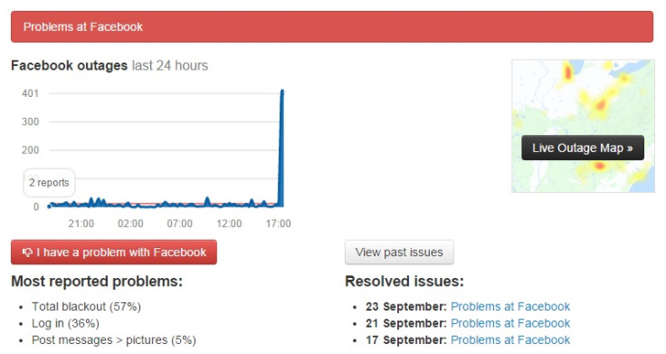 Facebook down downdetector