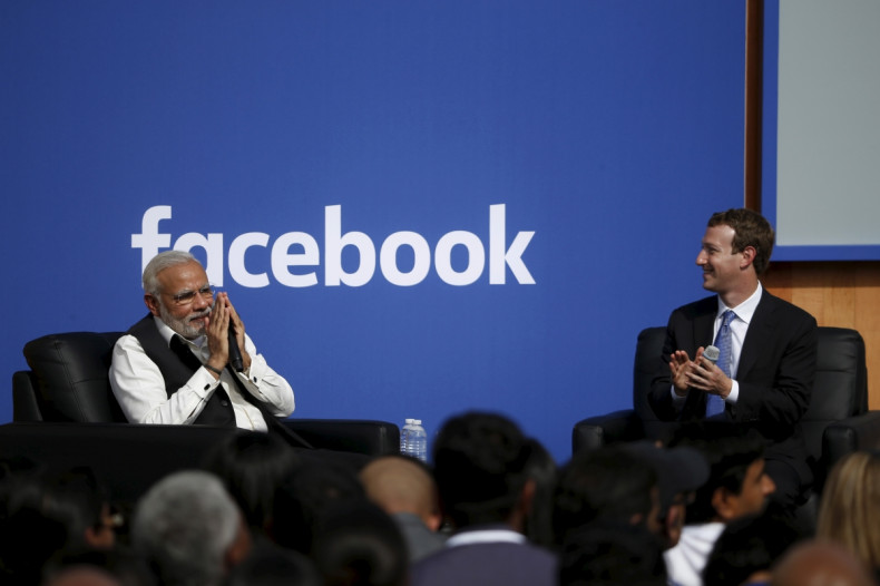 Indian PM Narendra Modi and Mark Zuckerberg