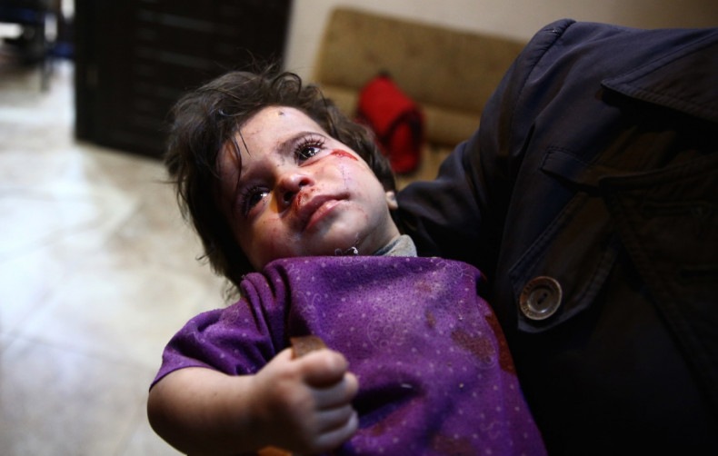 A wounded Syrian child