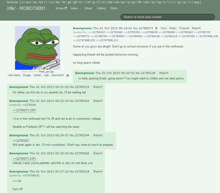 4chan posts on Oregon Shooting