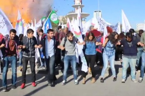 The explosion rips through the crowd Ankara