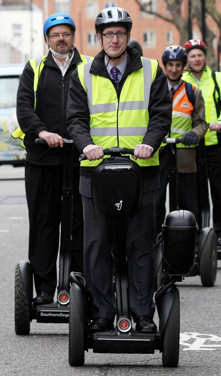 Lembit Opik leads the Segways protest