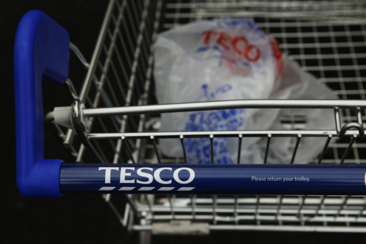 Tesco shopping trolley and plastic bag