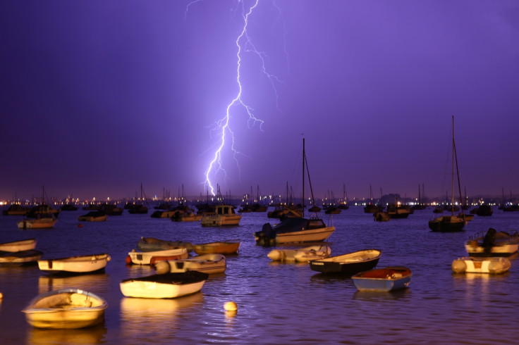 Lightning storms over Poole Harbour