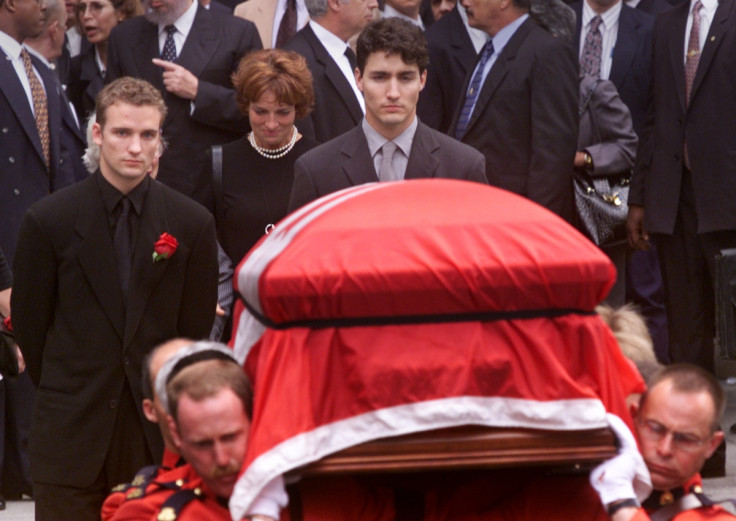 Trudeau follows the casket of his father