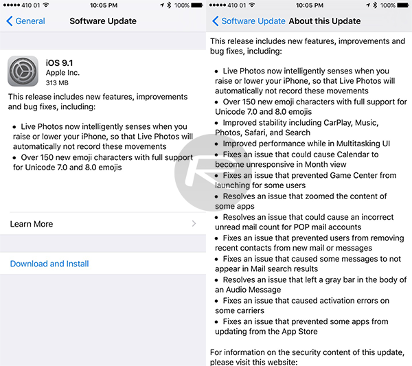 iOS 9.1 release notes iOS 9.1 release notes