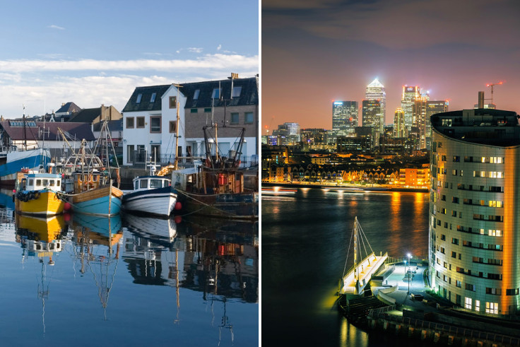 Outer Hebrides (left) and central London (right)