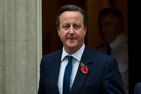 David Cameron wears a poppy