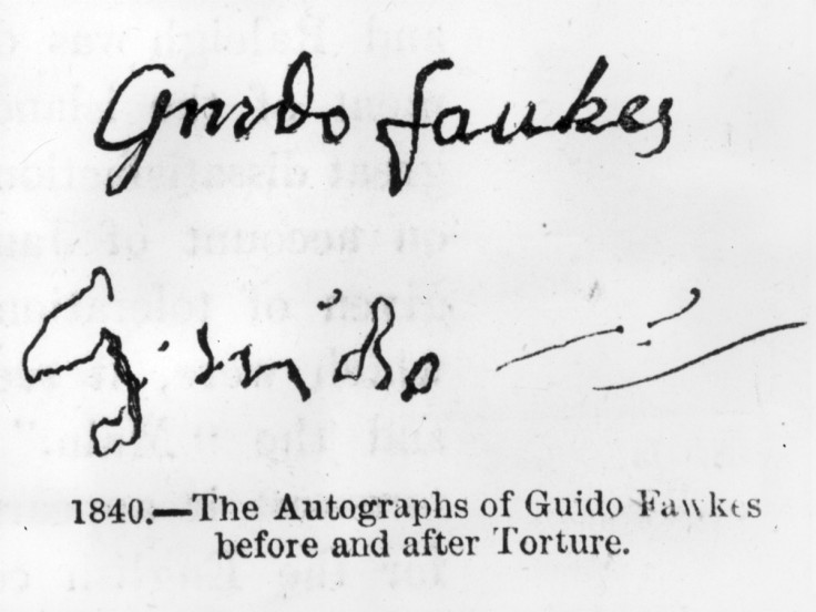 Guy Fawkes signature confession torture