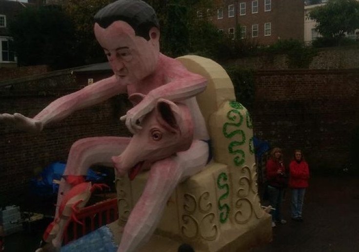 David Cameron and pig effigy