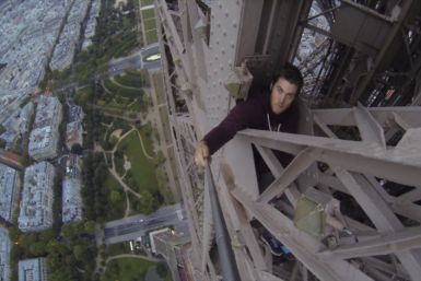Kingston free-climbs the Eiffel Tower