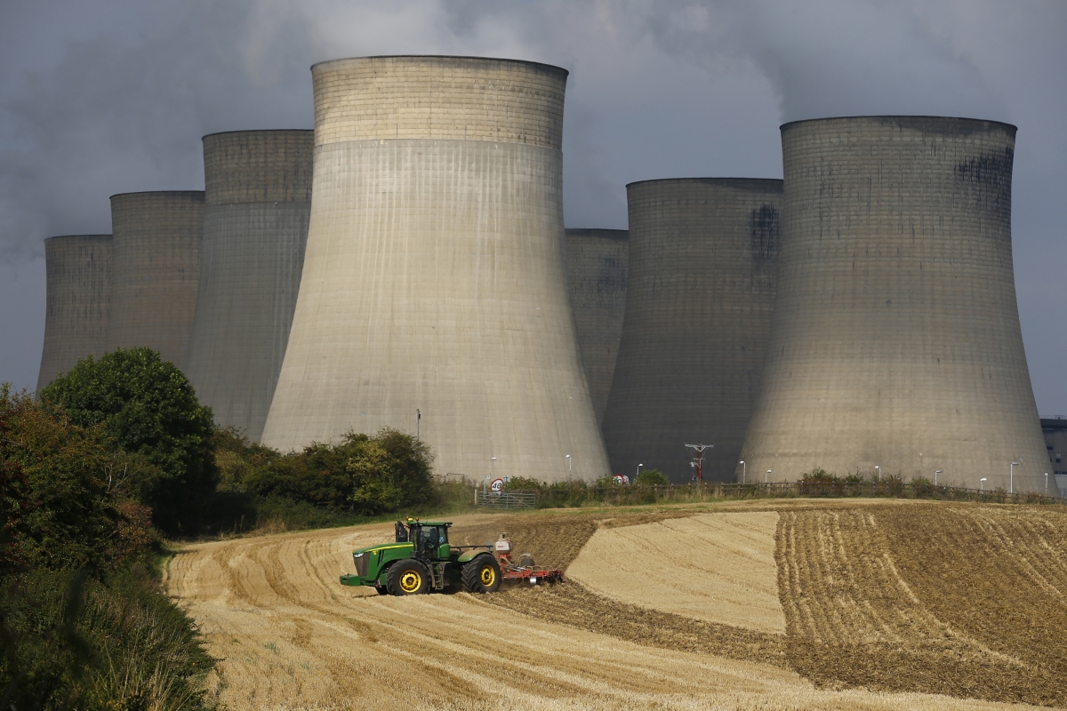 power plant over farm
