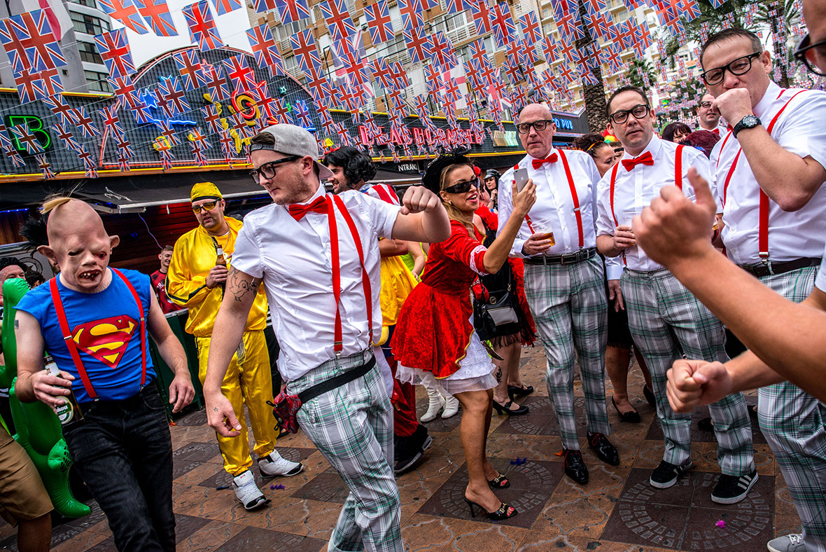 Benidorm British Fancy Dress Day 2015 Brits abroad party on the Costa