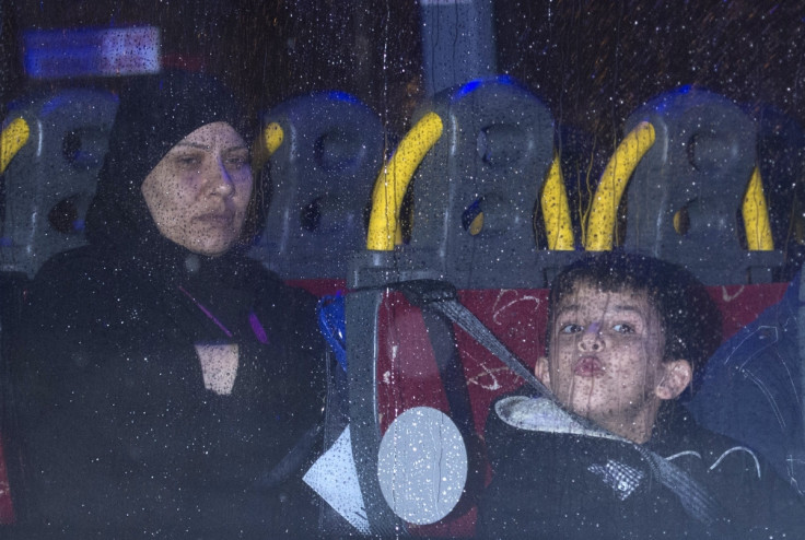 Syrian refugees after landing at Glasgow