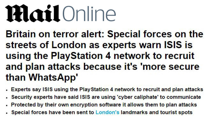 Daily Mail Online PS4 ISIS