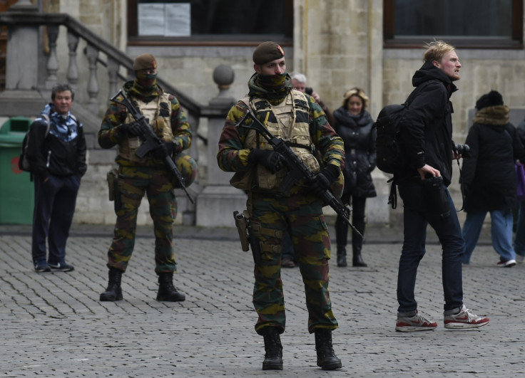 Soldiiers patrol streets of Brussels