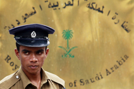 Sri Lankan police officer outside the Saudi