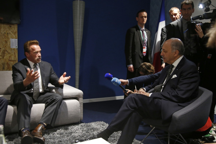 arnold schwarzenegger cop21 laurent fabius