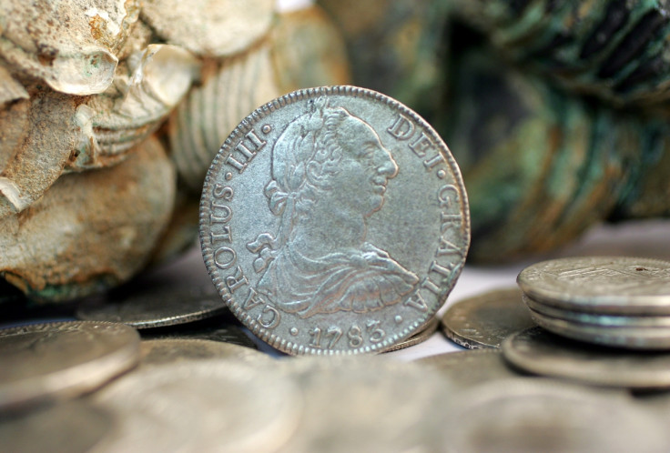 Silver coins salvaged from the wreck oftheCalazador