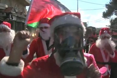 Santa Claus protest in the West bank