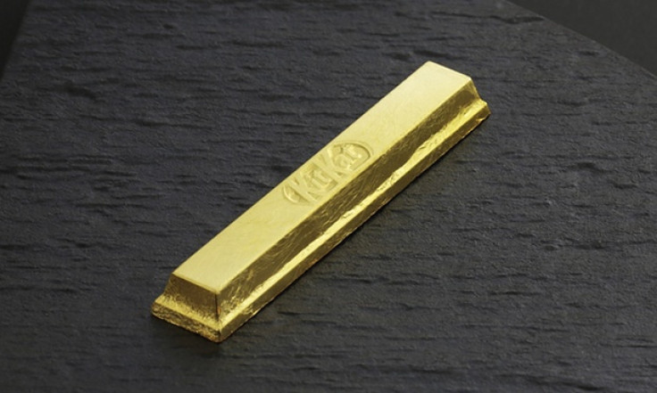 gold wrapped Kit Kat