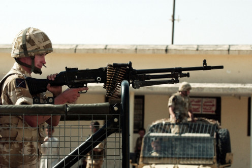 British troops on patrol in Basra, Iraq,in2003