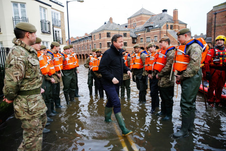 David Cameron visits victims of the UK floods in York