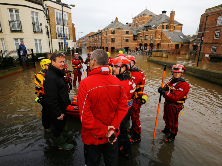 David Cameron visits victims of the UK floods in York