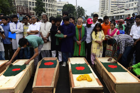 Protesters with coffins symbolising