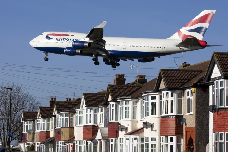 plane over houses