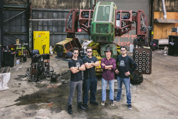 MegaBots creators with venture capitalist Bill Tai