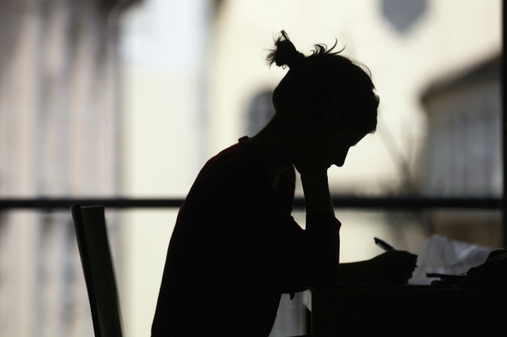 Student studying in library