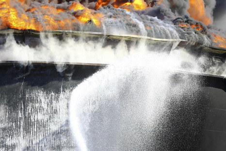 Fire fighters in Ras Lanuf