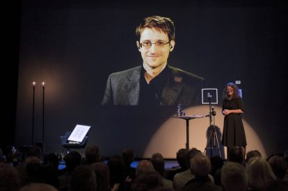 Snowden appears at CES in robot form