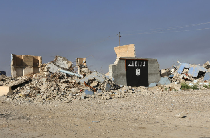 isis symbol bombed wall