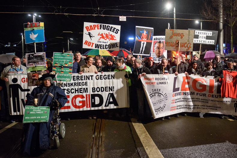 Far-right demonstrators in Leipzig protested against the New Year's sex attacks